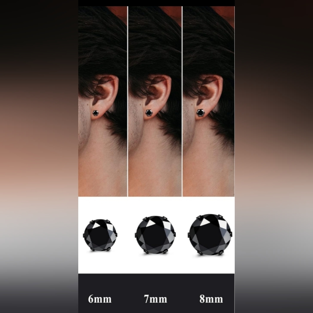 "Orazio" 3 Pair Set of Cubic Zirconi Stud Earrings